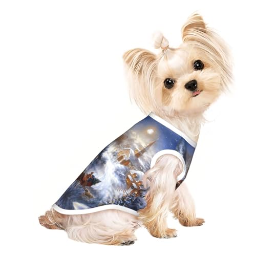 S Pet atmungsaktives ärmelloses Weihnachtsdorf-T-Shirt für kleine bis mittelgroße Katzen, Welpen, Yorkie, Dackel, Französische Bulldogge von SamLng