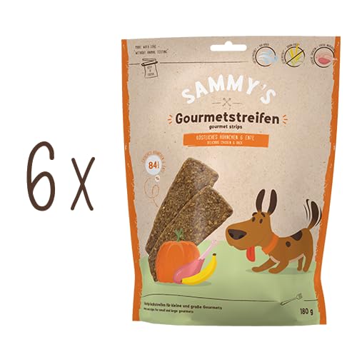 Sammy´s Gourmetstreifen | Hühnchen & Ente | Fleischiger Snack für Hunde | 6 x 180 g von Sammy's Hundesnacks