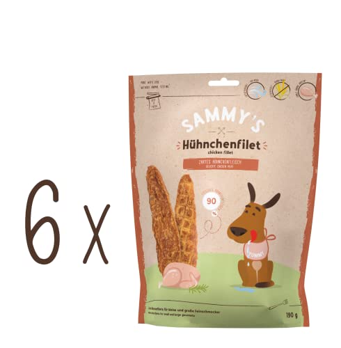 Sammy´s Hühnchenfilet | Zarter Snack für Hunde mit viel frischem Fleisch | Schonend luftgetrocknet | 6 x 190 g von Sammy's Hundesnacks