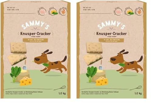 Sammy´s Knusper-Cracker | Herzhafte Snacks für Hunde | Knusper-Cracker mit Käse- und Spinatfüllung | 1 x 1 kg (Packung mit 2) von Sammy's Hundesnacks