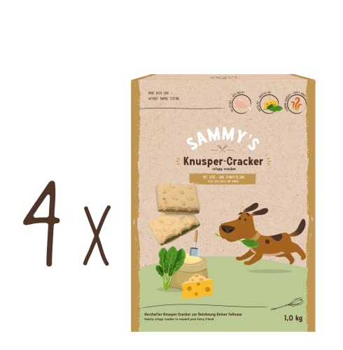 Sammy´s Knusper-Cracker | Herzhafte Snacks für Hunde | Knusper-Cracker mit Käse- und Spinatfüllung | 4 x 1 kg von Sammy's Hundesnacks