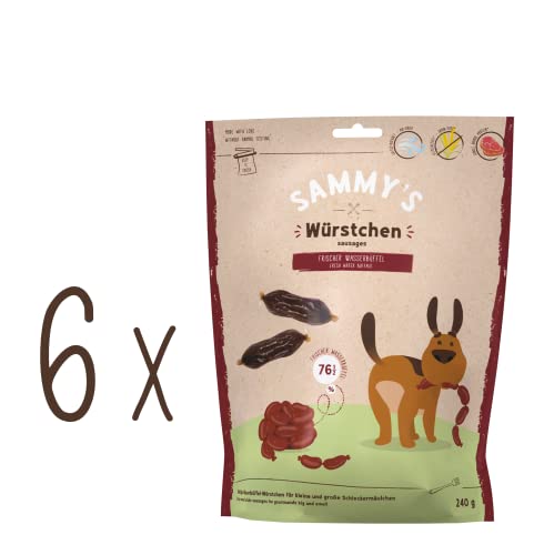 Sammy´s Würstchen | Wasserbüffel | Saftiger Snack für Hunde mit viel frischem Fleisch | 6 x 240 g von bosch TIERNAHRUNG