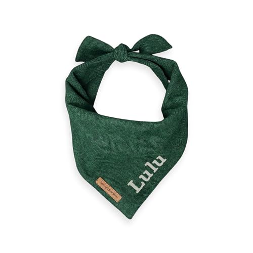 Sammy's Sew Shop Evergreen Fall Flanell Hundehalstuch - Grünes Fischgrätenmuster Haustier Bandana Tie Back Premium Stoff Einzigartiges Design Handgefertigt in den USA (Medium, Evergreen) von Sammy's Sew Shop