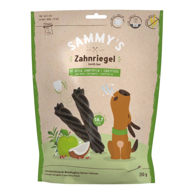 Sammy´s Zahnriegel Äpfeln, Granatäpfeln + Eukalyptusöl - 250 g Sammy´s Zahnriegel Äpfeln, Granatäpfeln + Eukalyptusöl - 250 g von Sammy's