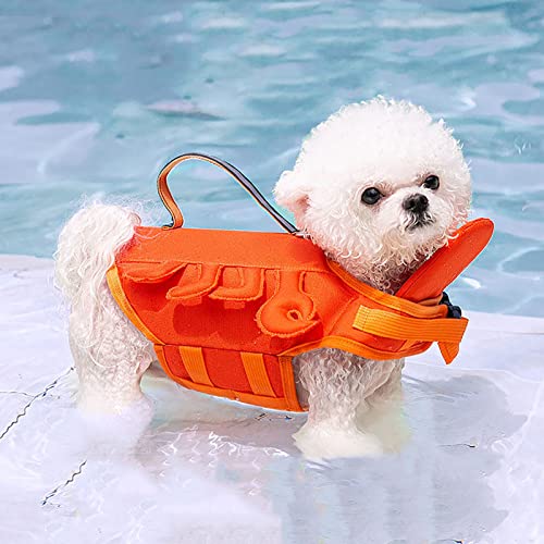 Gut sichtbare Hunde-Schwimmweste mit reflektierenden Streifen und Griff, Ripstop-Hunde-Sicherheitsweste mit hohem Schwimmanzug für Schwimmbad, Strand, Bootfahren (Größe: XS (33–43 cm)) von Samnuerly
