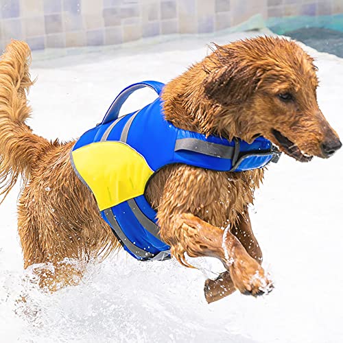 Haustier-Schwimmwesten für Hunde, Hunde-Schwimmweste, Hunde-Wasserauftriebsgerät mit reflektierenden Streifen und Griff für Hunde, Schwimmwesten zum Bootfahren und Schwimmen (Größe: M (56–69 von Samnuerly