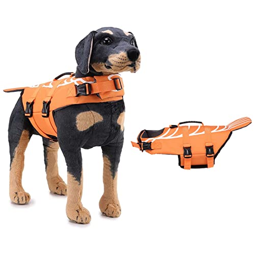Hundeschwimmweste, verstellbare tragbare Hundebadeanzugjackenweste, Lebensretterwesten für Haustiere mit Rettungsgriff, zum Schwimmen, Strandbootfahren,A,L von Samnuerly