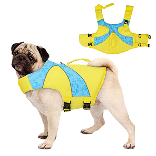 Hundeschwimmweste zum Schwimmen, reflektierende Hundeschwimmweste mit Rettungsgriff, Verstellbarer Hundebadeanzug, für große, mittelgroße und kleine Hunde,A,L von Samnuerly