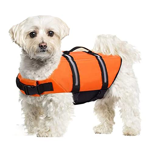 Hundeschwimmwesten – Hundejacke, Schwimmweste für Hunde, Rettungsweste mit reflektierenden Streifen und verstellbarem Gürtel zum Schwimmen, Surfen, Bootfahren – Orange von Samnuerly