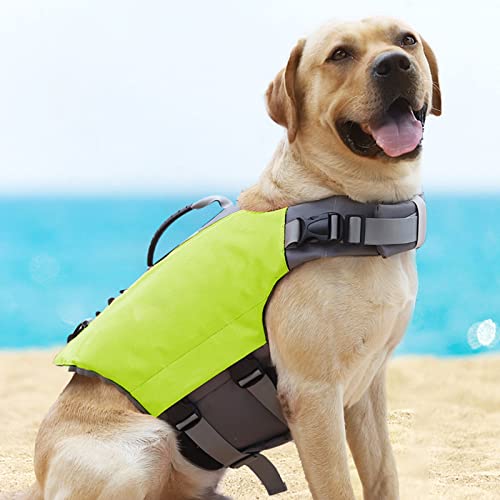 Hundeschwimmwesten – Schwimmweste für Hunde, Schwimmweste mit hervorragendem Auftrieb und Rettungsgriff, reflektierend, für kleine, mittelgroße und große Hunde beim Schwimmen, Strand, Bootfa von Samnuerly