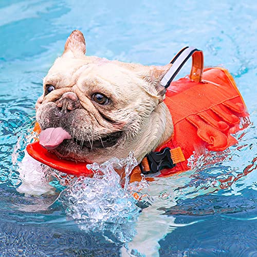 Hundeschwimmwesten zum Bootfahren und Schwimmen, Schwimmwesten für Hunde, Hundeschwimmweste Ripstop mit Rettungsgriff für kleine, mittelgroße und große Hunde (Größe: M (56–69 cm)) von Samnuerly