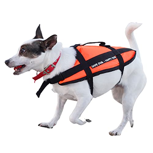 Professionelle Schwimmwesten für Hunde, verstellbare, reflektierende Wassersport-Welpenweste mit hohem Auftrieb zum Surfen, Schwimmen, Orange, L von Samnuerly