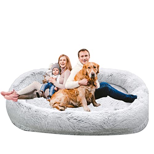 Samnuerly Hundebett Für Menschen,Großes Menschliches Hundebett,Ergonomisches Design 3D Schaumstoffträger Faules Sofa Hundebett Für Erwachsene (Grey XL) von Samnuerly