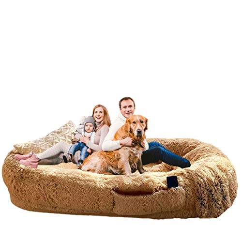 Samnuerly Hundebett Für Menschen,Großes Menschliches Hundebett,Ergonomisches Design 3D Schaumstoffträger Faules Sofa Hundebett Für Erwachsene (Khaki XXL) von Samnuerly