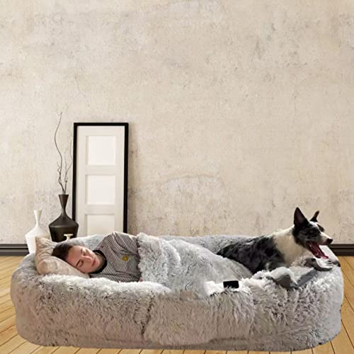 Samnuerly Überdimensioniert Hundebett Für Menschen,Ergonomisches Design Abnehmbar Faules Sofa,Balkon Weicher Flauschiger Riesen Sitzsack (Grey XL) von Samnuerly