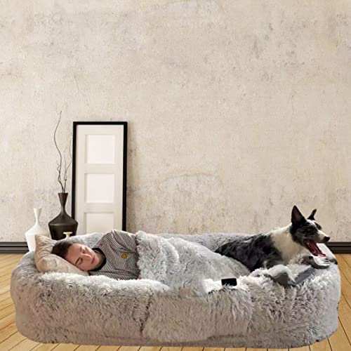 Samnuerly Überdimensioniert Hundebett Für Menschen,Ergonomisches Design Abnehmbar Faules Sofa,Balkon Weicher Flauschiger Riesen Sitzsack (Grey XXL) von Samnuerly