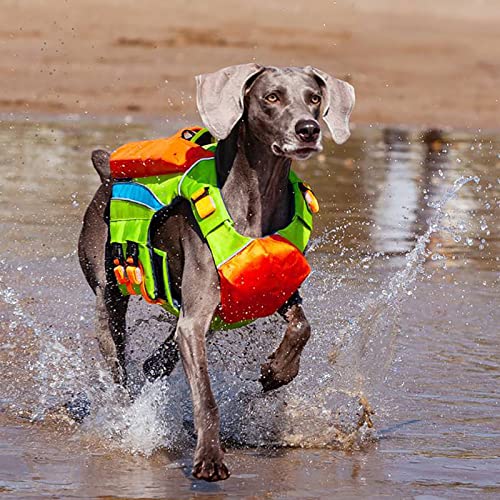 Schwimmweste für Hunde, Haustier-Schwimmwesten für Hunde, Haustier-Rettungsring mit reflektierenden Streifen und Griff für Schwimmbad, Strand, Bootfahren (Größe: M (33 cm), Farbe: Orange) von Samnuerly