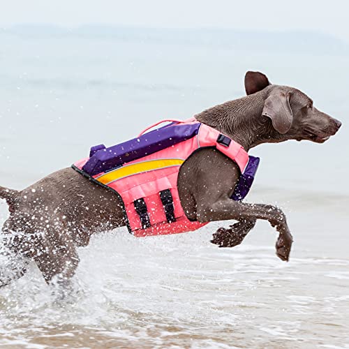 Schwimmweste für Hunde, Haustier-Schwimmwesten für Hunde, Haustier-Rettungsring mit reflektierenden Streifen und Griff für Schwimmbad, Strand, Bootfahren (Größe: S (23 cm), Farbe: Rosa) von Samnuerly