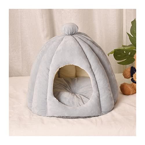 Warmes, abnehmbares Katzenhöhlenbett, halb geschlossenes Hundehüttenbett, Schlafhauskissen (D 45 cm * 40 cm) von Samnuerly