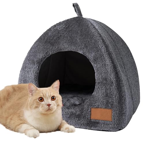 katzenhöhle Filz Katzenhaus für Draußen Winterfest, Katzenhöhle Katzen Pet House Mit Abnehmbarem Matte Wasserdichtes Wetterfestes Faltbares Katzenbett Haustierbetten Gemütlicher Untersch (L) von Samnuerly