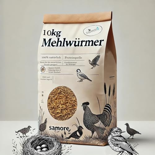 10 kg Mehlwürmer getrocknet - Vogelfutter Fisch-Futter Nager Vögel Reptilien Igel von Samore