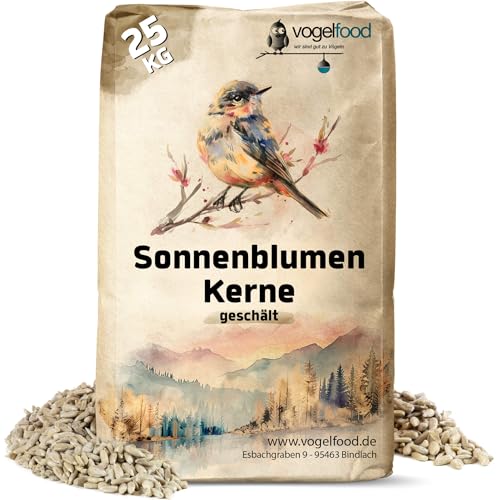 Samore Vogelfood Sonnenblumenkerne geschält 25 kg Vogelfutter Wildvogelfutter Winterfutter Streufutter Sommer und Winter Ideal für Jungtiere ganzjährig geschälte Ernte 2024 von vogelfood wir sind gut zu Vögeln
