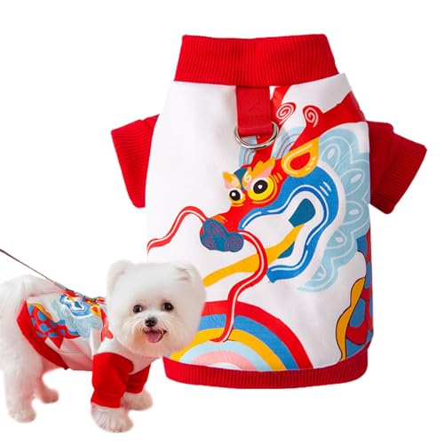 Chinesischer Drachen-Haustierkostüm, Wintermantel im chinesischen Stil, bequem, handgefertigt, niedlich, weich, dehnbar, chinesisches Neujahrs-Hundekostüm für Katzen, Welpen, Bichon, kleine Hunde von Samuliy
