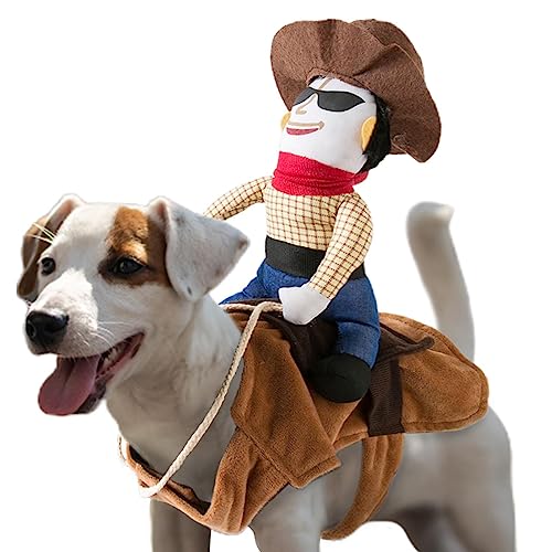 Cowboy Rider Hundekostüm, Cowboy-Reiter, Stoff, für Halloween, atmungsaktiv, verstellbar, bequem für Mops, Katzen, Kätzchen, Corgi, Malteser Samuliy von Samuliy