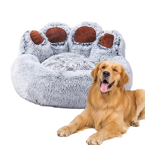 Hundesofa Couch | Flauschiges Kuschel-Schlafbett mit herausnehmbarem Innenpolster – rundes Hunde-/Katzen-Plüschnest Donut-Kuscheltier – Pfotenförmiges Bett für Hunde und Katzen von Samuliy