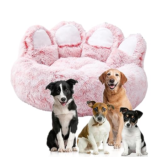 Hundesofa Couch | Flauschiges Kuschel-Schlafbett mit herausnehmbarem Innenpolster – rundes Hunde-/Katzen-Plüschnest Donut-Kuscheltier – Pfotenförmiges Bett für Hunde und Katzen von Samuliy