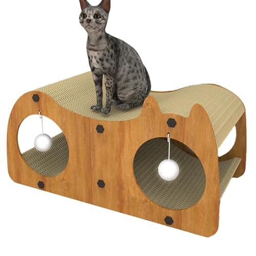 Katzenkratzbrett Katzenhaus - 2 in 1 Katzen Papphaus - Katzenhaus mit Kratzbaum | Katzenkratzbrett Katzenkratzbaum für Indoor Katzen, für Möbelschutz, Spaß Spielzeit, Schlafen von Samuliy