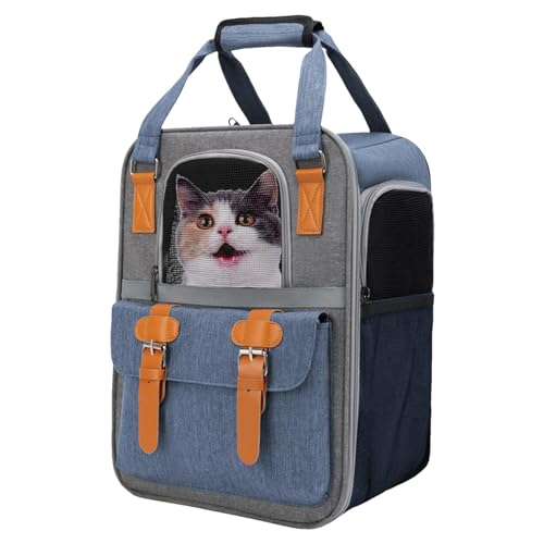 Samuliy Haustier-Tragetasche, faltbare Reisetasche für Katzen und Hunde, belüftetes Design, faltbare Haustier-Reisetaschen zum Wandern, Reisen, Radfahren, Spazierengehen von Samuliy