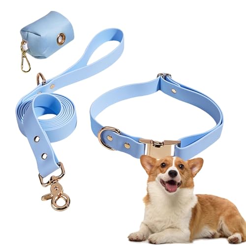 Samuliy Hundehalsbänder, Haustierhalsbänder und Leinen, Hundehalsband und Leine, passendes Set mit einem Kotbeutelhalter für kleine, mittelgroße Haustiere und Welpen von Samuliy
