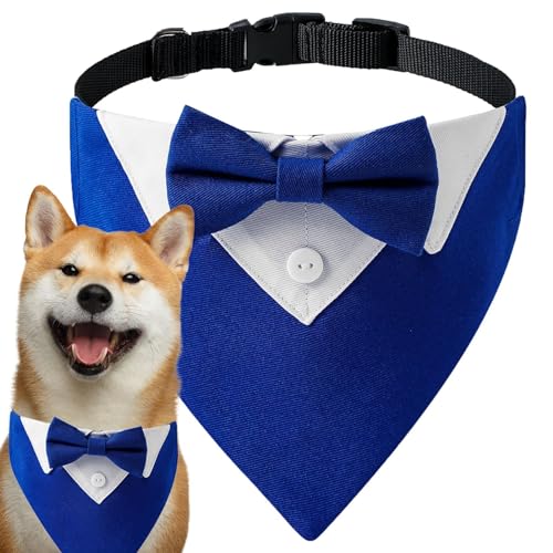 Samuliy Hundehalsband für Hochzeit, Hundehalstuch, weich, mit Fliege, Halstuch für mittelgroße bis große Hunde, ideal für Partys von Samuliy