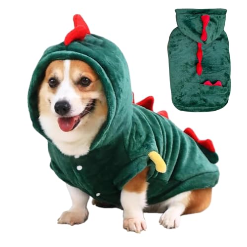 Samuliy Hundekostüm mit Dinosaurier-Design, Hundekleidung, Katzen-Kapuzenpullover, atmungsaktiv, für kleine Welpen, Hunde und Katzen von Samuliy