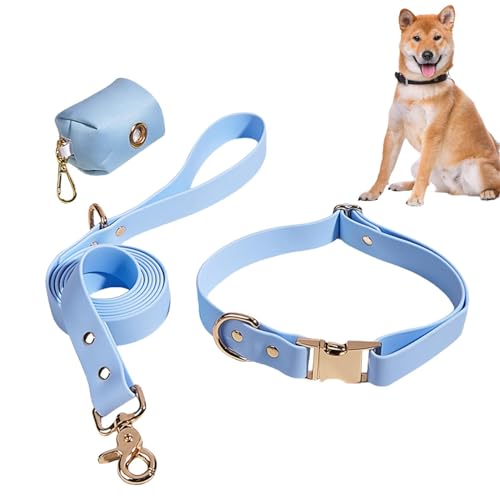 Samuliy Hundeleine und Hundehalsband, Hundehalsband-Set, verstellbare Haustierhalsbänder mit Kotbeutelhalter für kleine, mittelgroße Hunde, Welpen, Haustiere von Samuliy