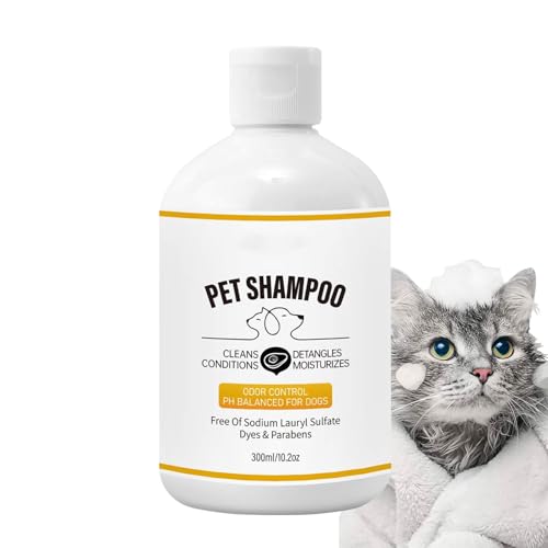 Samuliy Hundeshampoo und Spülung,Katzenshampoo für juckende Haut | 300 ml Desodorierendes Reinigungs-Conditioner-Shampoo - Reinigungslösung für Haustiere, lindert juckende Haut, Badeshampoo für von Samuliy
