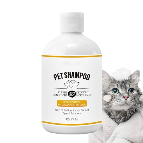 Samuliy Hundeshampoo und Spülung,Katzenshampoo für juckende Haut | 300 ml Desodorierendes Reinigungs-Conditioner-Shampoo - Reinigungslösung für Haustiere, lindert juckende Haut, Badeshampoo für Samuliy Hundeshampoo und Spülung,Katzenshampoo für juckende Haut | 300 ml Desodorierendes Reinigungs-Conditioner-Shampoo - Reinigungslösung für Haustiere, lindert juckende Haut, Badeshampoo für von Samuliy