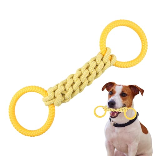 Samuliy Hundespielzeug aus natürlichem Baumwollseil, robustes Hundespielzeug mit 2 Griffen, zum Ziehen von Zähnen, Kauspielzeug für kleine und mittelgroße Hunde von Samuliy