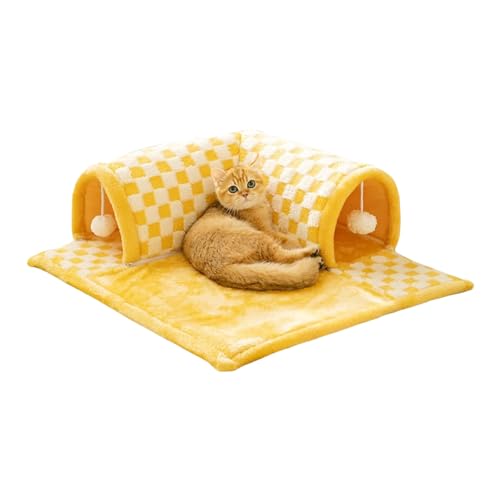 Samuliy Katzen-Rohrbett, lustiges Tunnelbett mit flauschigem Spielzeugball, zusammenklappbares und abnehmbares Katzentunnelbett für Spaß und Erholung, weiches Plüschbett für Welpen, Kaninchen, von Samuliy