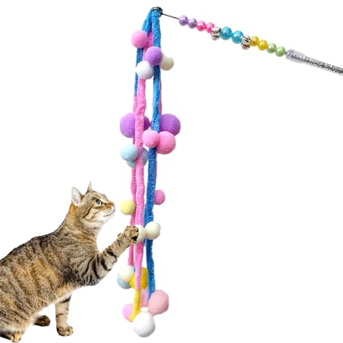 Samuliy Katzenspielzeug Federstab – Katze Lustiger Stick Haustier Teaser Zauberstab – Katze Teaser Fee Zauberstab String Exrecise Spielzeug für Indoor Katzen, Haustier Teasing Hangings Teaser von Samuliy