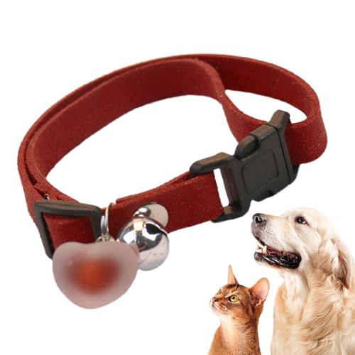 Samuliy Verstellbares Hundehalsband, Plüsch-Herz-Charm, kleine Hundehalsbänder mit Glöckchen, verstellbare Katzenhalsbänder, leichtes Hundezubehör für Welpen, Kätzchen, Hund von Samuliy