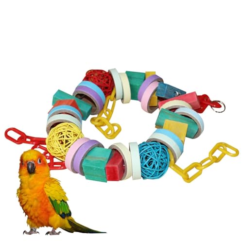 Samuliy Vogelspielzeug, Papageienkäfig-Spielzeug, mehrfarbige Holzblöcke, Kauspielzeug, Papageienkäfig, Beißspielzeug oder Aras, Kakadus, afrikanische graue Papageienvögel von Samuliy
