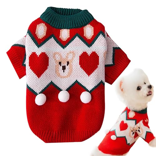 Samuliy Weihnachtspullover für Welpen, Haustierpullover für Katzen und Hunde, weich und atmungsaktiv, für kleine und mittelgroße Haustiere von Samuliy