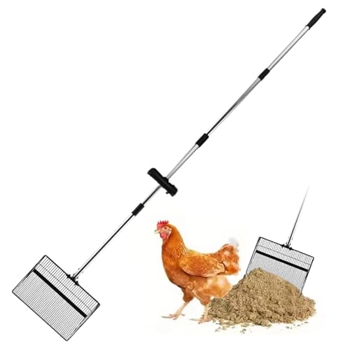 Stall Schaufel - Katzenstreu Sieb Mit Langem Stiel | Edelstahl Schaufel Mit Abnehmbarem Sieb Für Haustier Reinigung Garten Geflügelhaltung von Samuliy