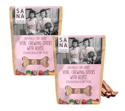 SANA Premium Dog Foods | Vitalkaustange Pferd 2X 150g | natürlicher Zahnpflegesnack | ohne Zusätze wie Mais, Weizen, Soja, Farbstoffe, Konservierungsstoffe, Fleischmehle oder Anderen Füllstoffen von SANA Premium Dog Foods