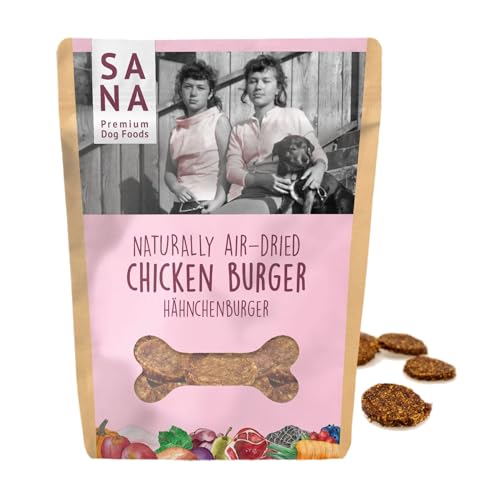 Sana Premium Dog Foods | Huhn Burger 100g | schonend luftgetrocknet | Hundeleckerli | gesunder Hundesnack | Getreidefrei | Ohne Zusätze, Farbstoffe oder Konservierungsstoffe Sana Premium Dog Foods | Huhn Burger 100g | schonend luftgetrocknet | Hundeleckerli | gesunder Hundesnack | Getreidefrei | Ohne Zusätze, Farbstoffe oder Konservierungsstoffe von SANA Premium Dog Foods
