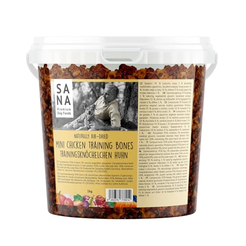 Sana Premium Dog Foods | Trainingsknöchelchen Huhn 1kg | Zum Training oder als Snack | Leckerli für Hunde mit 95% Huhn von SANA Premium Dog Foods