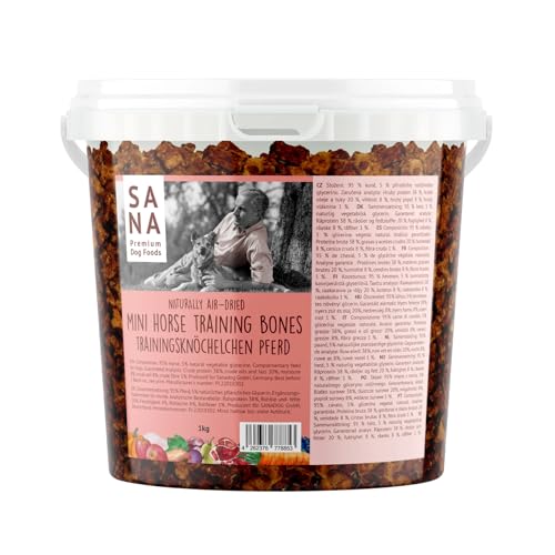 Sana Premium Dog Foods | Trainingsknöchelchen Pferd 1kg | Zum Training oder als Snack | Leckerli für Hunde mit 95% Pferd | Echt-Fleisch | Monoprotein von SANA Premium Dog Foods