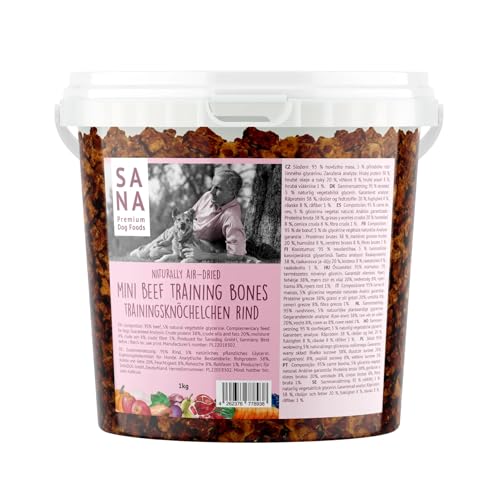Sana Premium Dog Foods | Trainingsknöchelchen Rind 1kg | Zum Training oder als Snack | Leckerli für Hunde mit 95% Rind von SANA Premium Dog Foods
